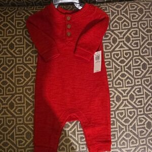 Old Navy Red Footies Cozy Long Sleeve One Piece
